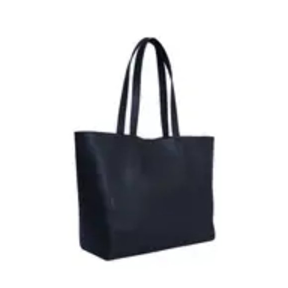 NWT Black Genuine Leather lined Designer Tote Bag - Picture 9 of 11